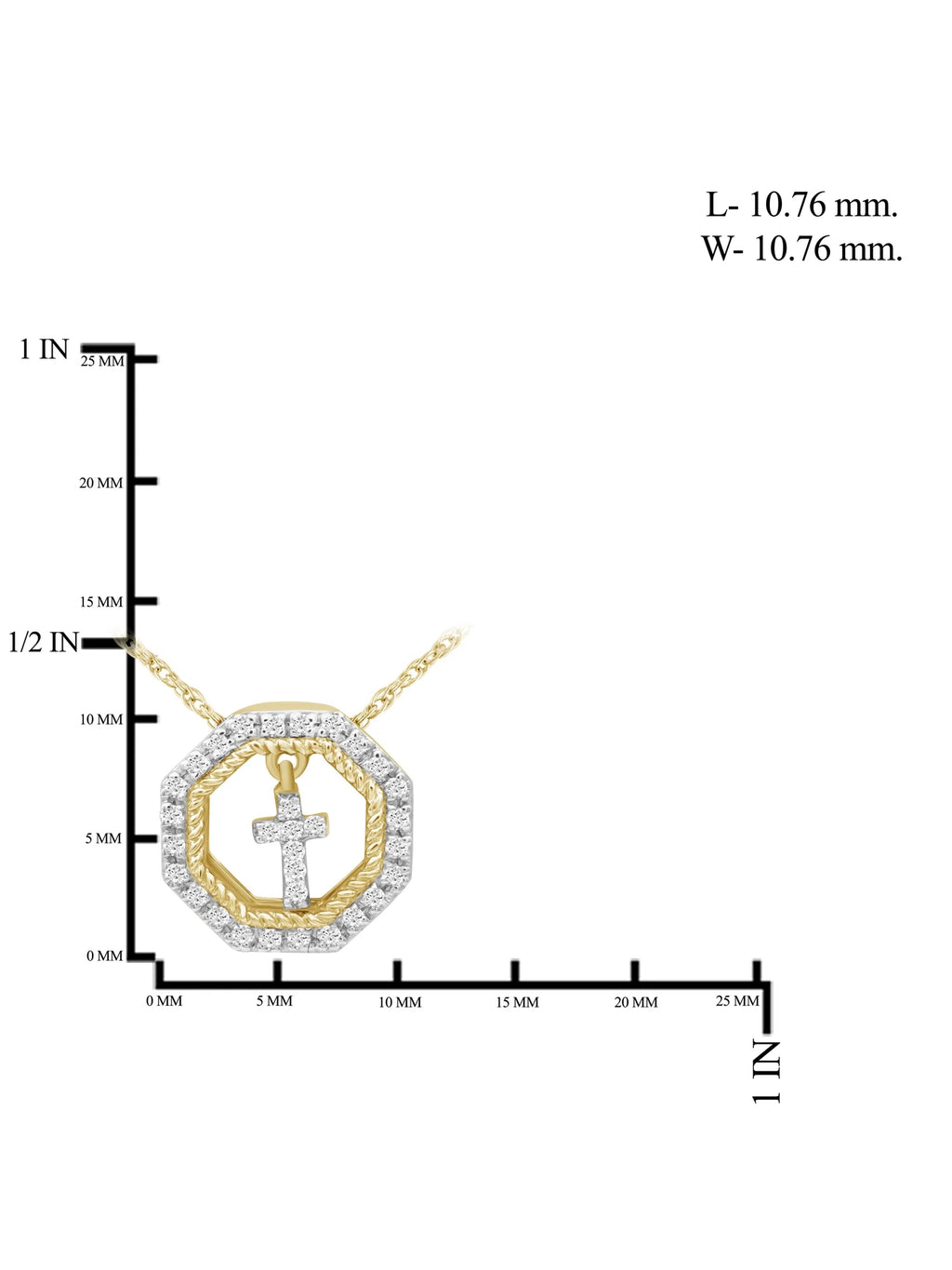 14K Gold Plated Diamond Cross Pendant Necklace with 18” Rope Chain W70396