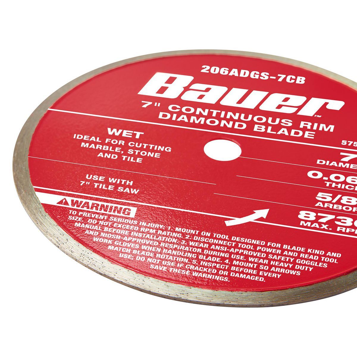 7 in. Continuous Rim Wet Cut Diamond Saw Blade F239