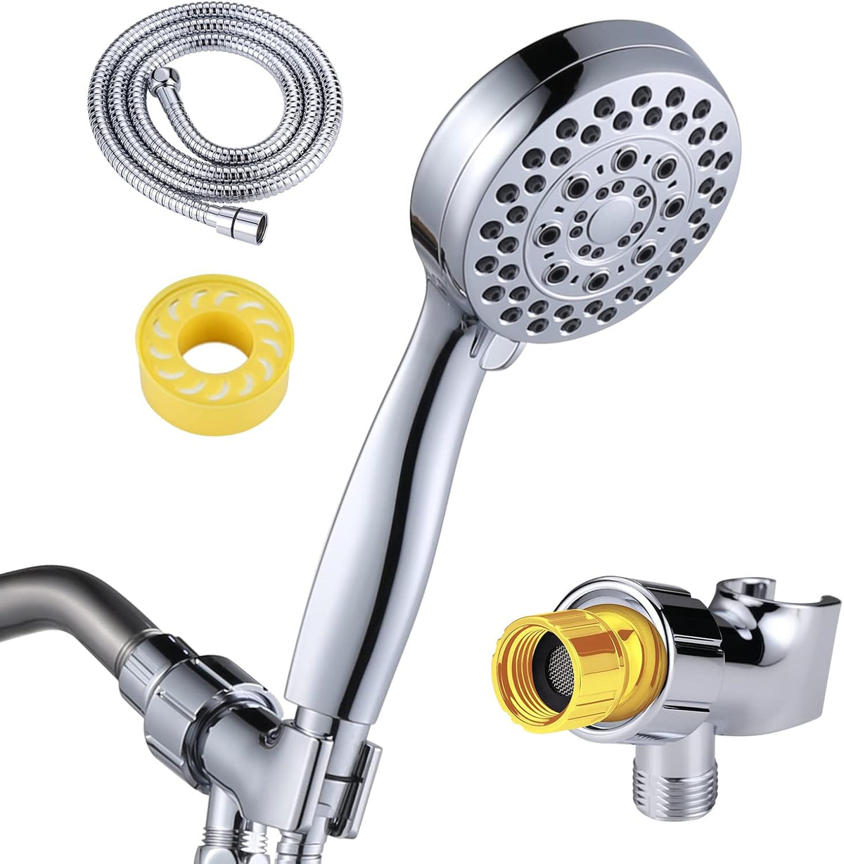 Dual Chrome Shower Head Combo with Handheld, 59" Hose, Pack of 2 U929184