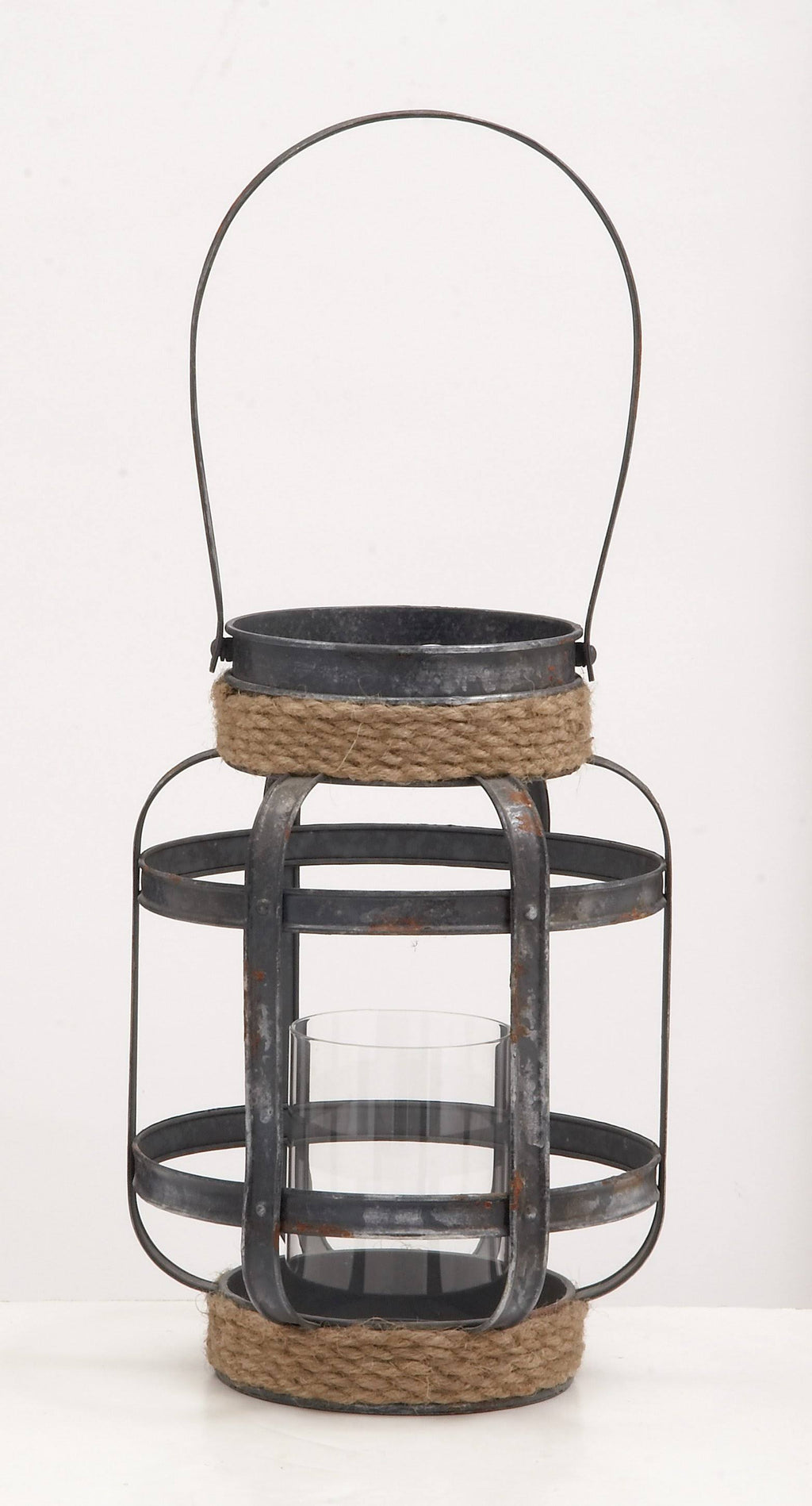 Metal Glass Rope Candle Lantern S57669