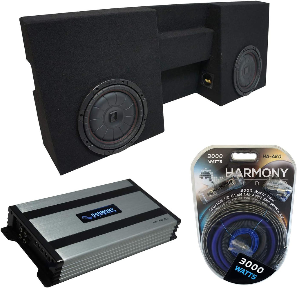 Compatible with 2005-UP Toyota Tacoma Double Cab Dual 10 Sub Box Enclosure & Amp W6014