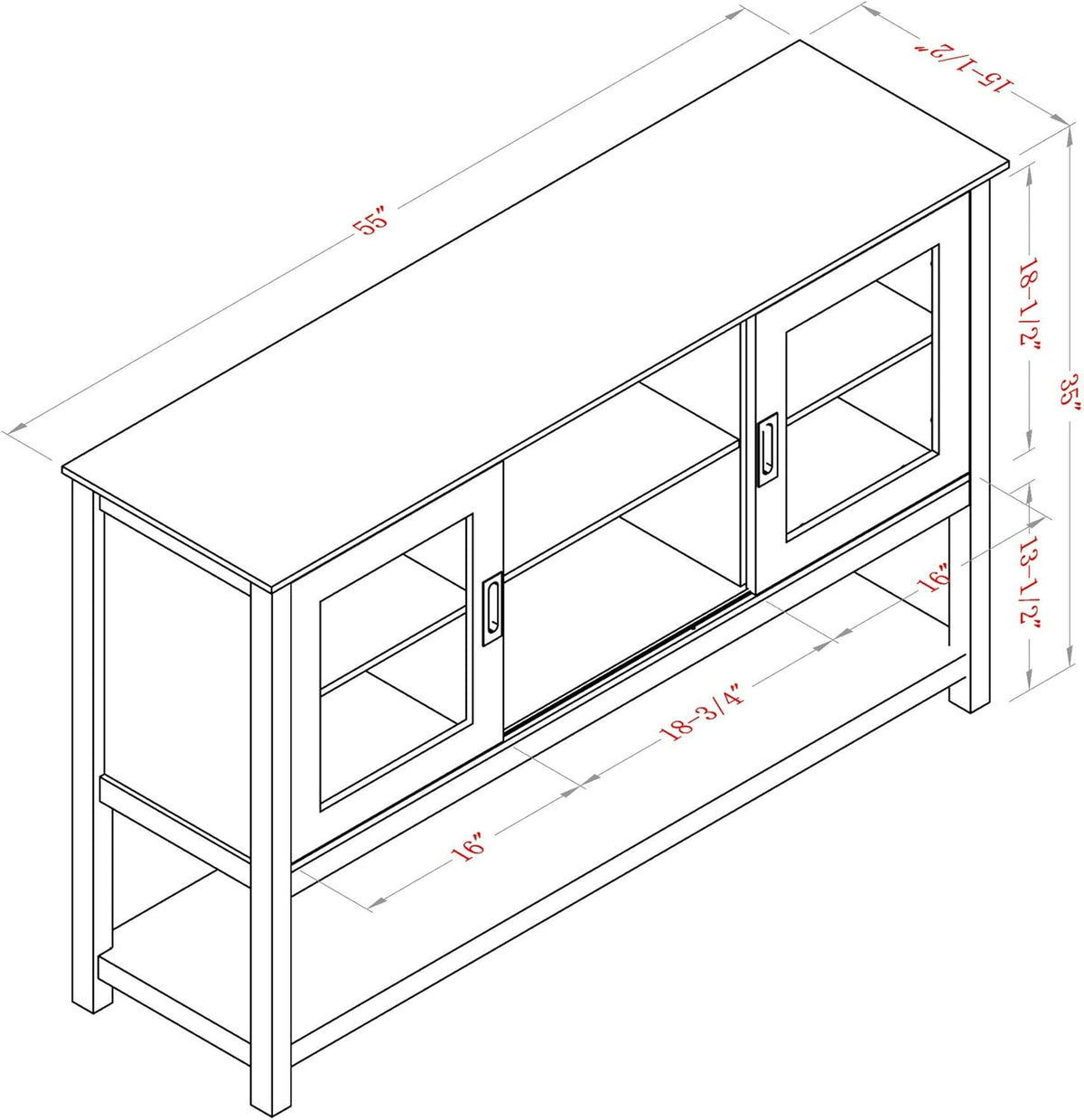 Gray Wood Sideboard Cabinet with Sliding Doors H390577