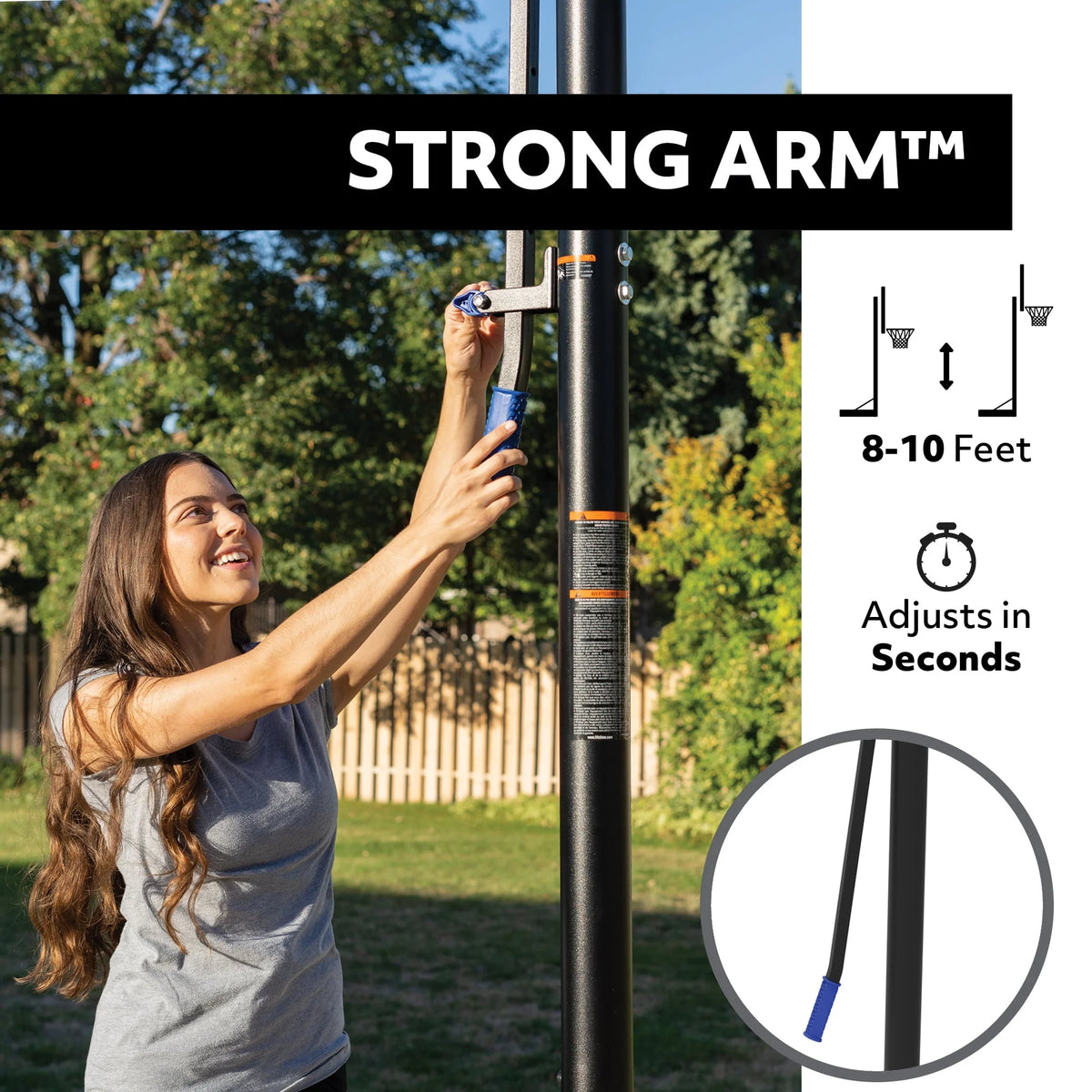 Adjustable Portable Basketball Hoop 48 inch Polycarbonate A11658