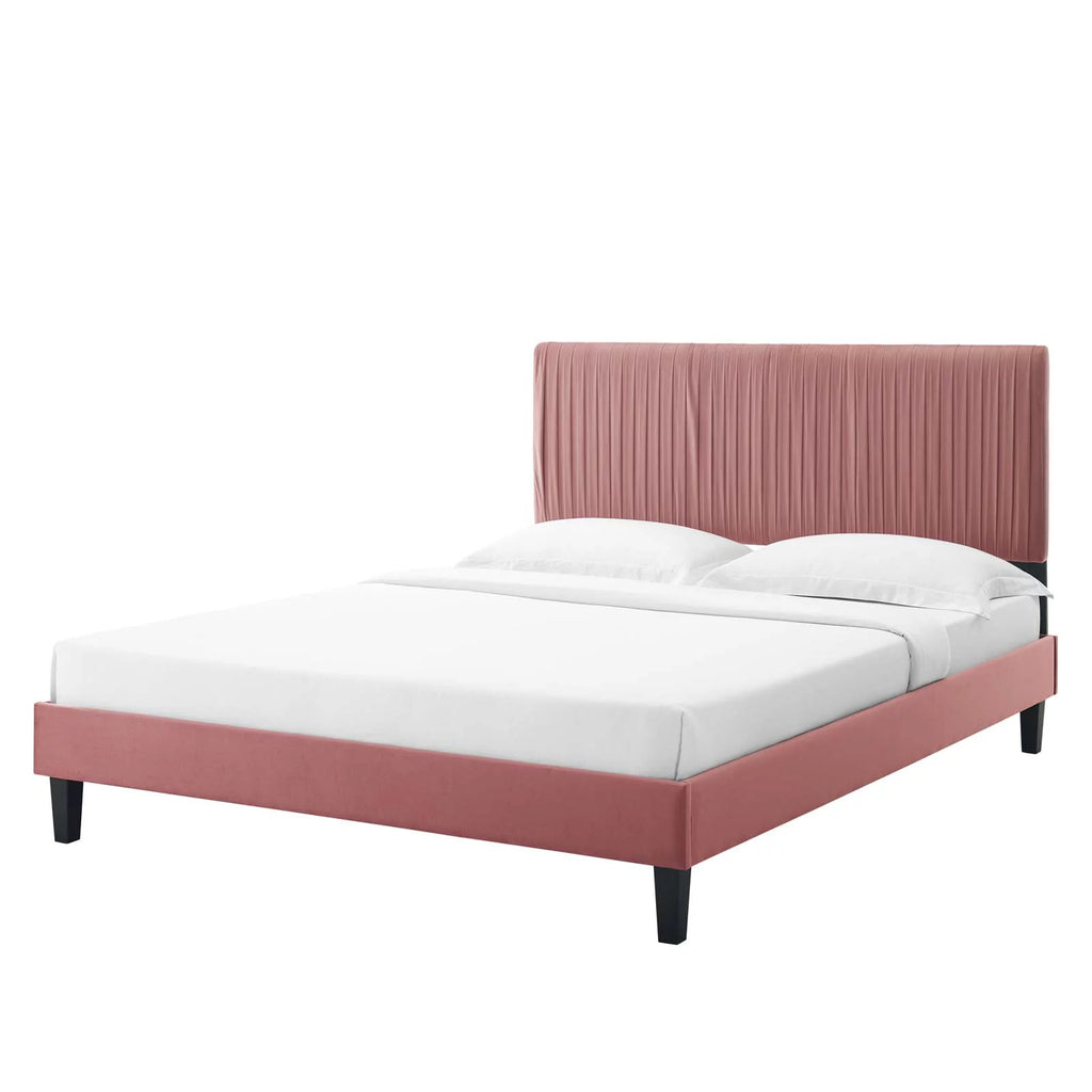 Queen Size Velvet Platform Bed Frame Q904