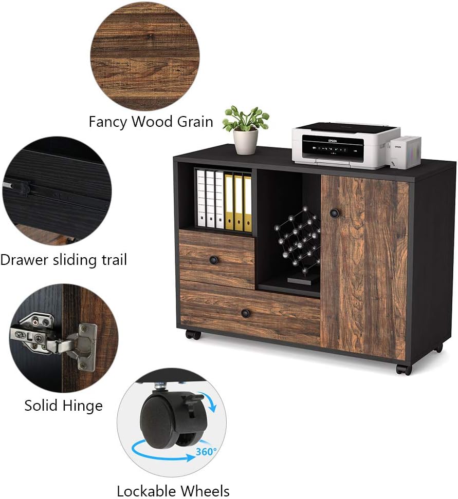 2 Drawer Mobile File Cabinet with Wheels P786950