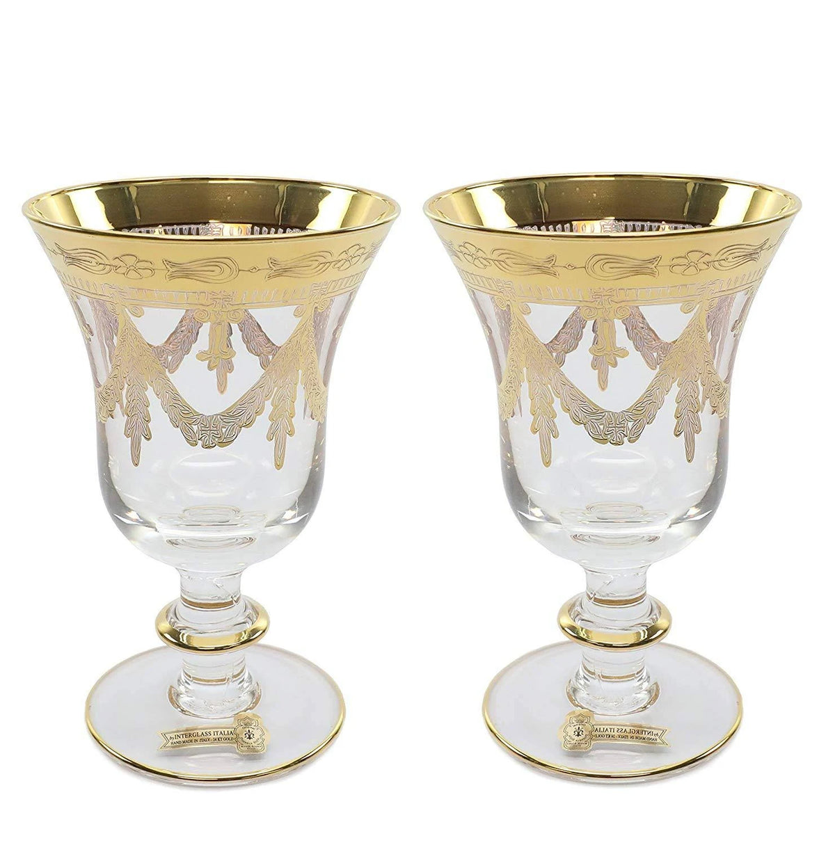 Wine 2-pc Crystal Glasses 24K Gold B908