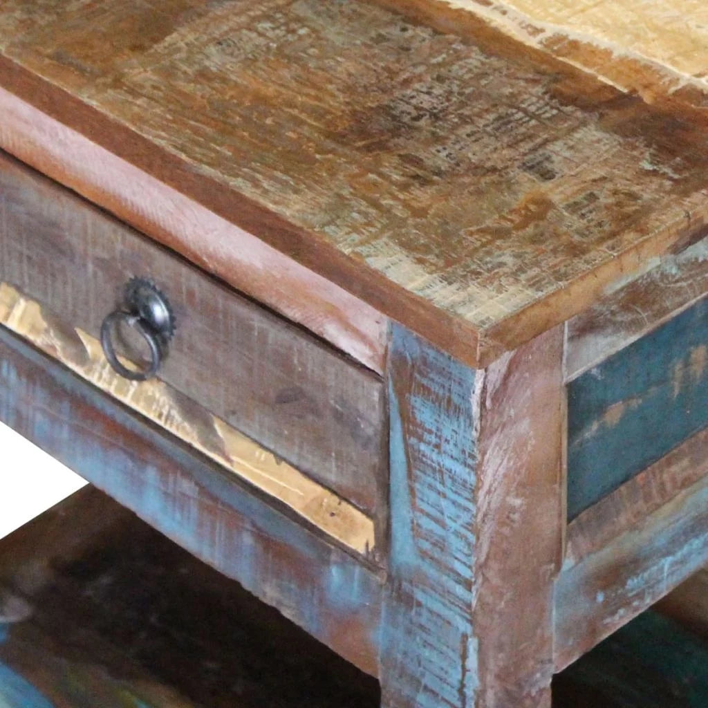 Side Table with 1 Drawer Solid Reclaimed Wood L7854