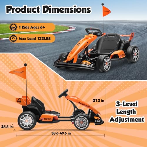 24V 7Ah Electric Go Kart with Adjustable Seat and LED Lights X533