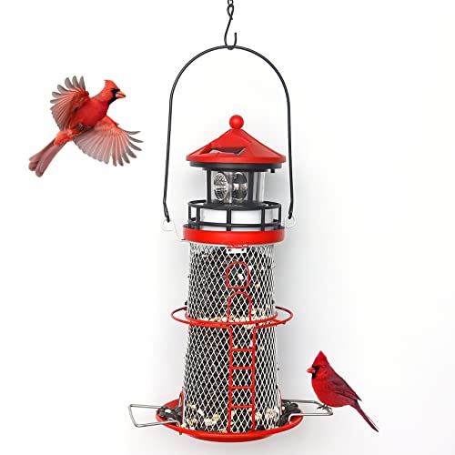 Blue 14" Solar Bird Feeder with Rotating Beacon LED Light Z359865