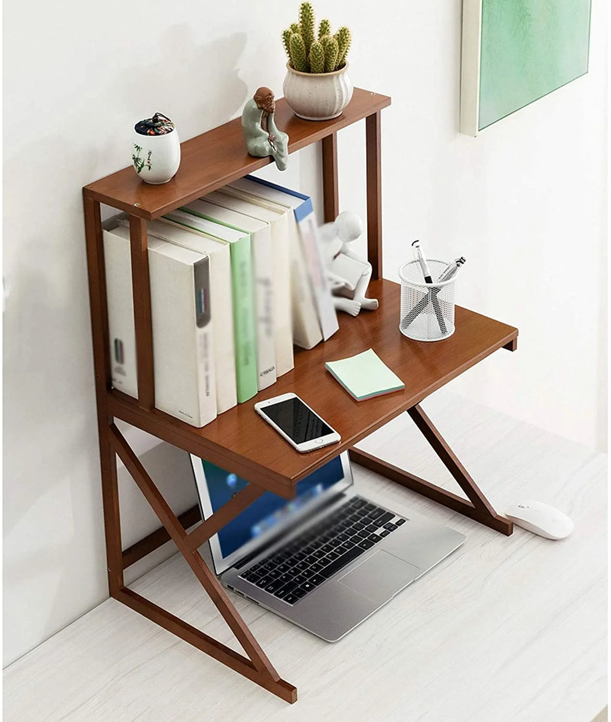Brown Double Layer Bookshelf 53x37x68cm G927459