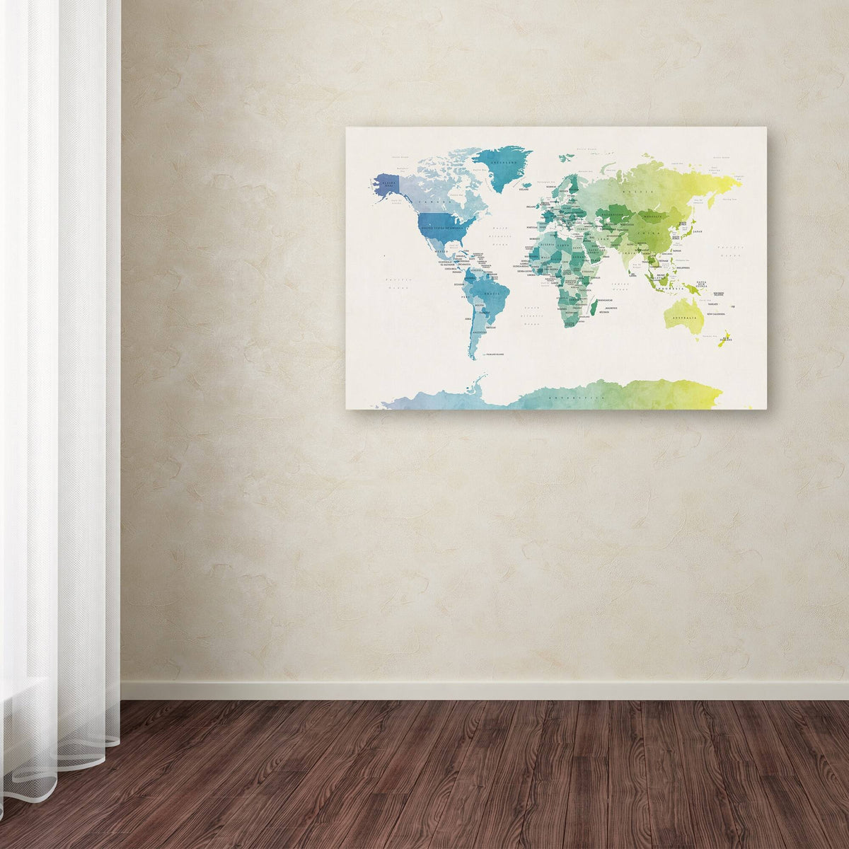 Watercolour Political Map of The World Canvas Art J831091