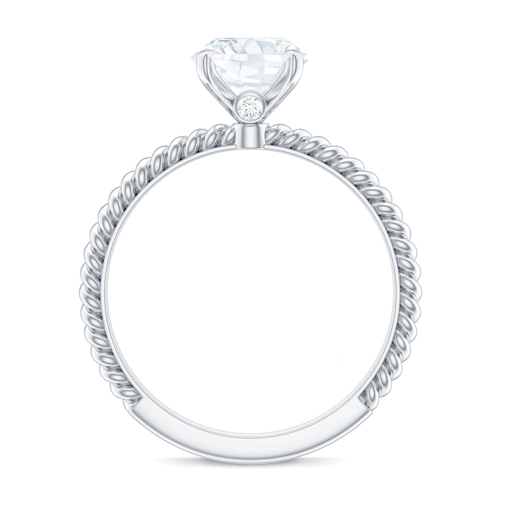 Oval Moissanite Solitaire Engagement Ring, 14K White Gold, US 8.00 W40000
