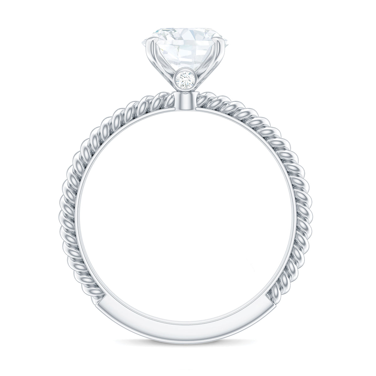 Oval Moissanite Solitaire Engagement Ring, 14K White Gold, US 8.00 W40000