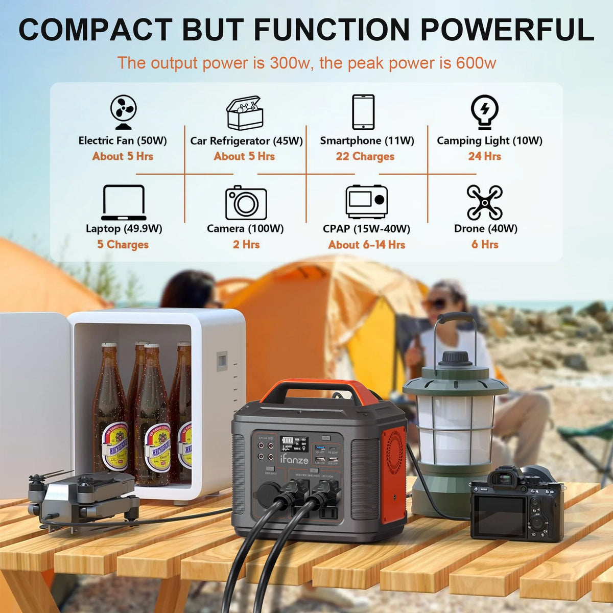 Portable Power Station 300W 296Wh 80000mAh Solar Generator K972333