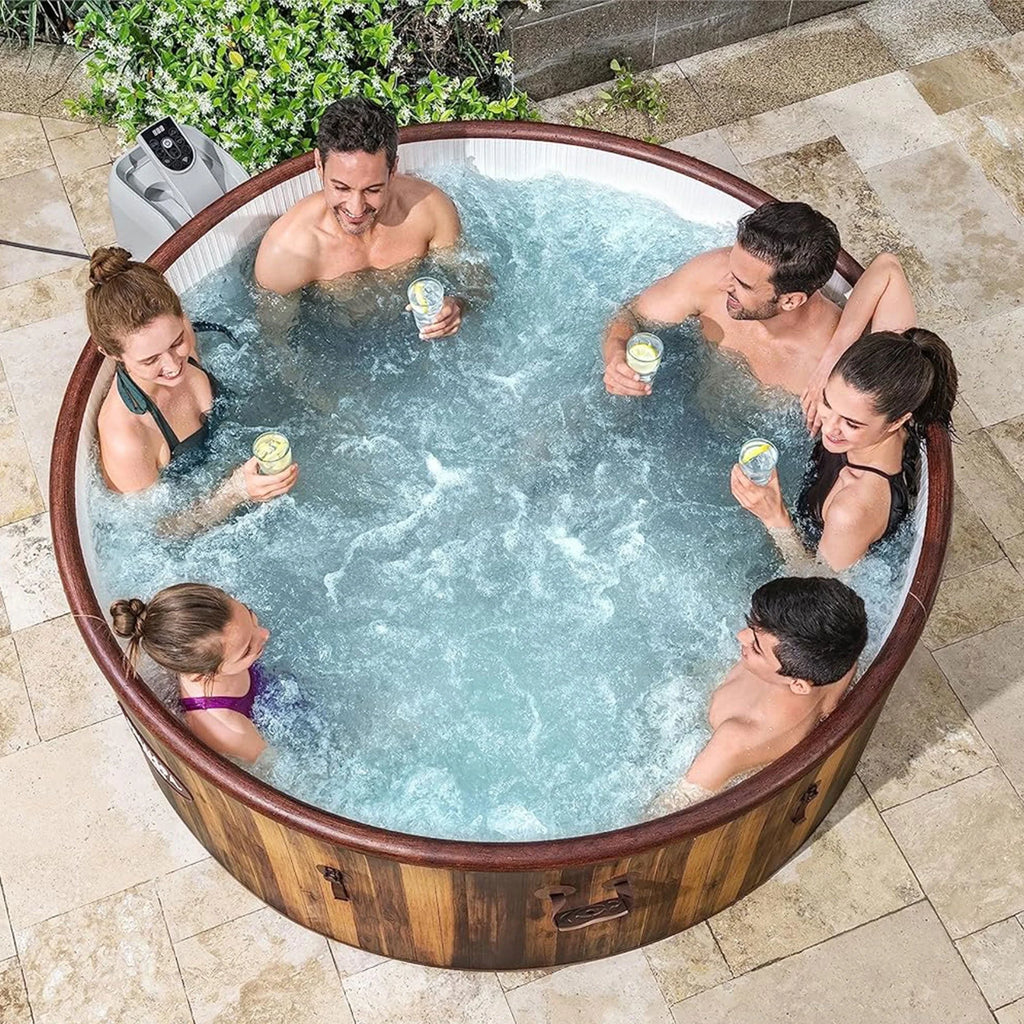 7 Person Inflatable Hot Tub with 180 AirJets, Brown J8658