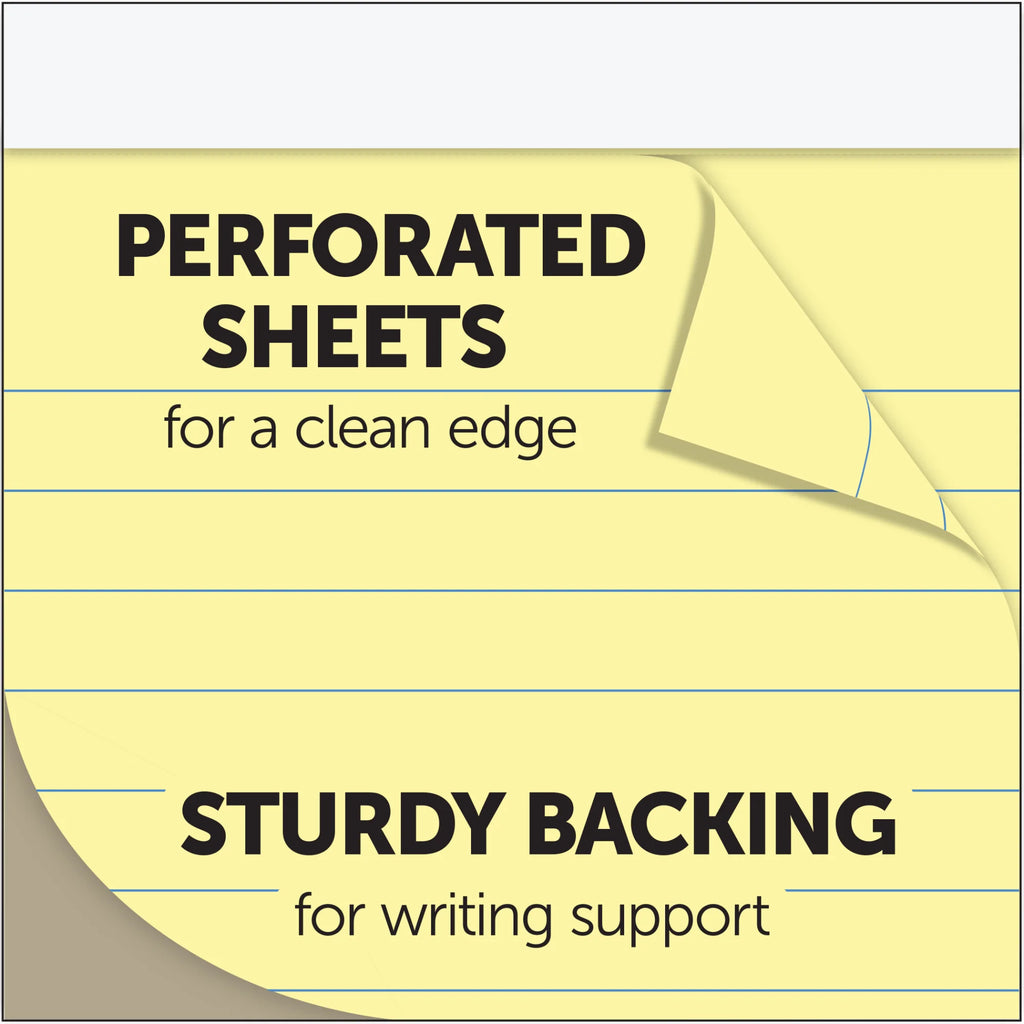 Perforated Writing Pads, 8 1/2in. x 14in., Legal Ruled, 50 Sheets, Canary, Pack Of 12 J237699