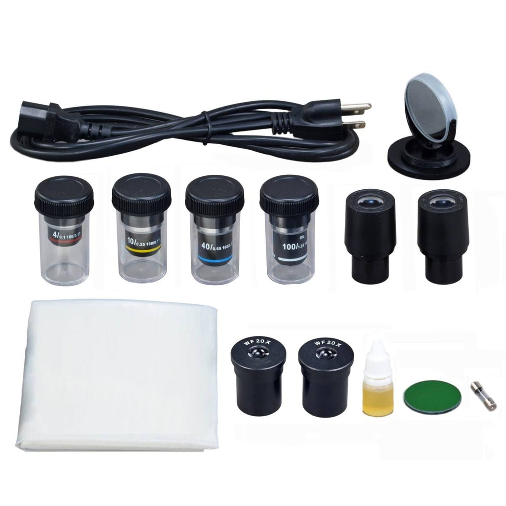 40X-2000X Binocular Laboratory Compound LED Microscope with Phase Contrast Kit B943