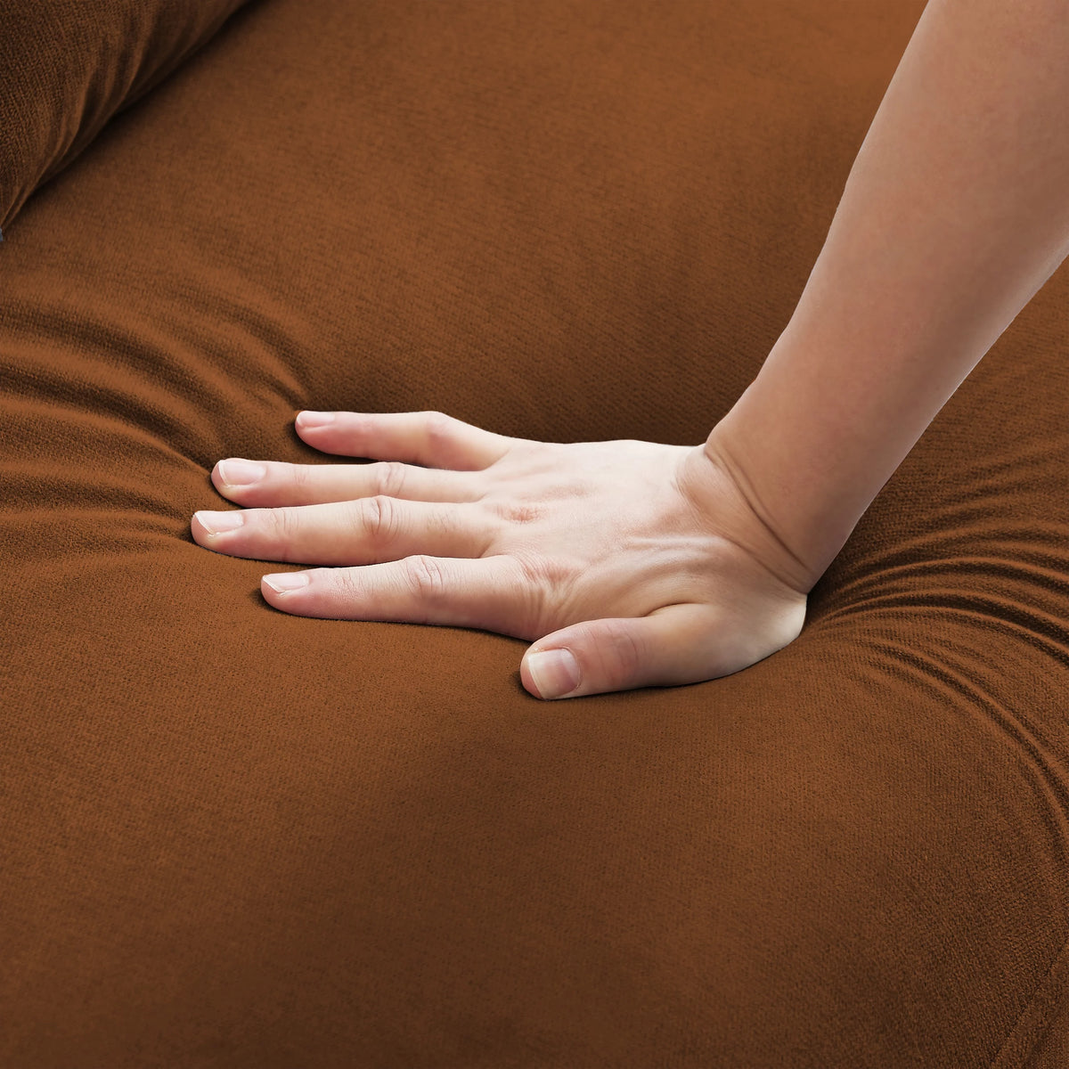 47" Orange Linen Fabric Tufted Loveseat Sofa I85248