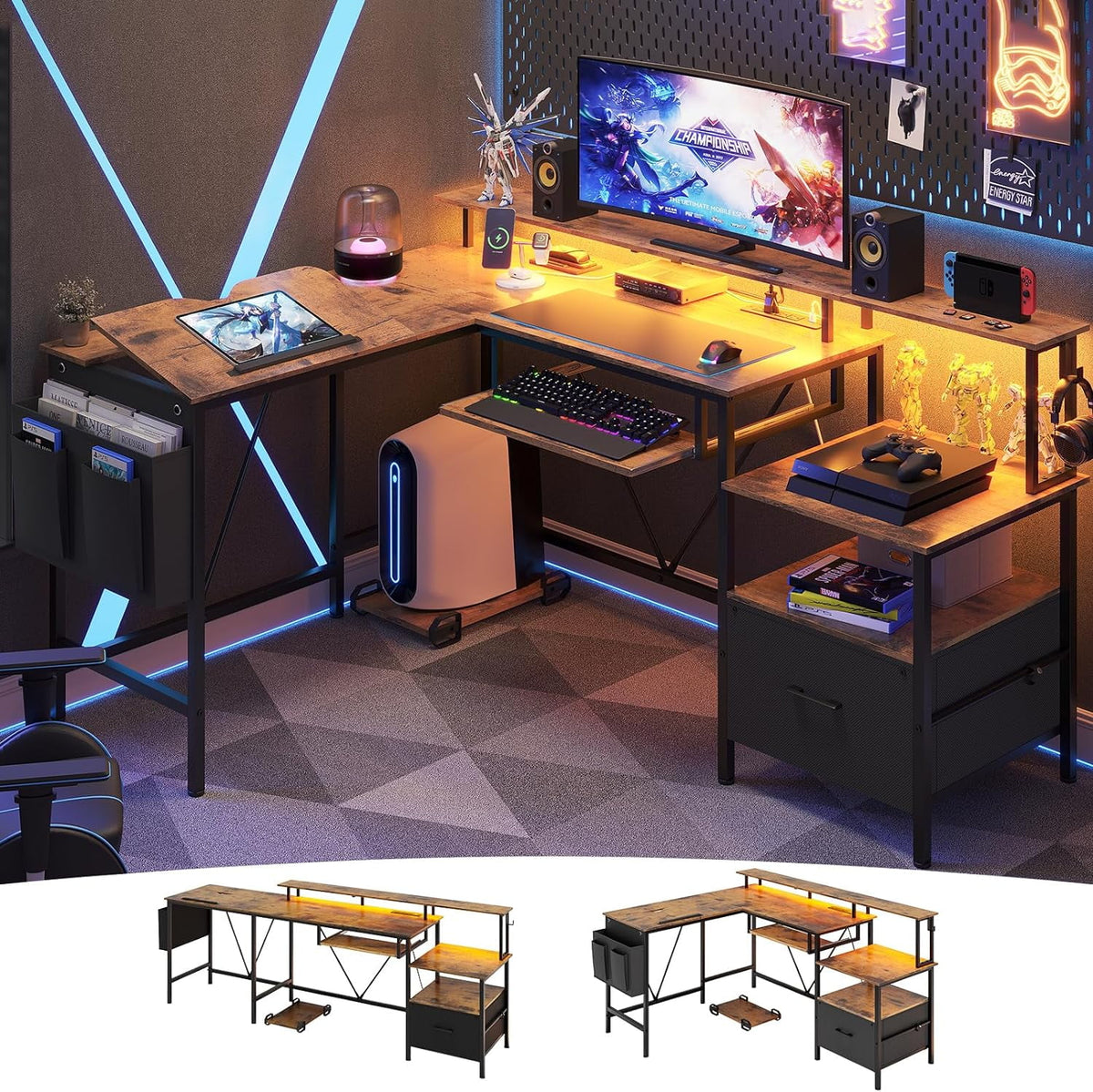 Reversible Corner Office Desk with Storage V63309