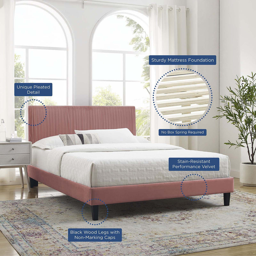 Queen Size Velvet Platform Bed Frame Q904