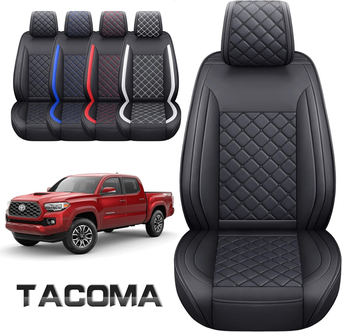 Army Green Waterproof Faux Leather Seat Covers, 2 PCS Front K89104