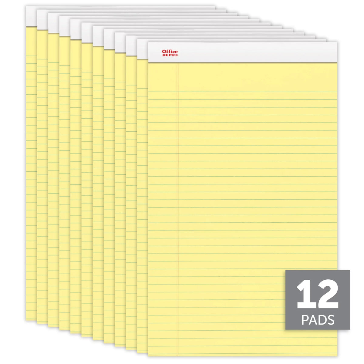 Perforated Writing Pads, 8 1/2in. x 14in., Legal Ruled, 50 Sheets, Canary, Pack Of 12 J237699
