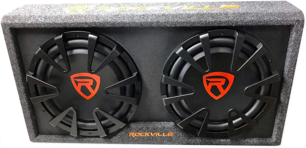 Dual 12 inches Slim Vented Powered Car Subwoofer Enclosure 2000 Watt X966242