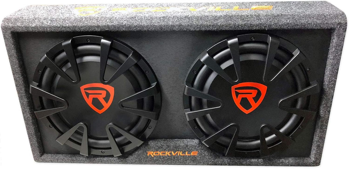 Dual 12 inches Slim Vented Powered Car Subwoofer Enclosure 2000 Watt X966242