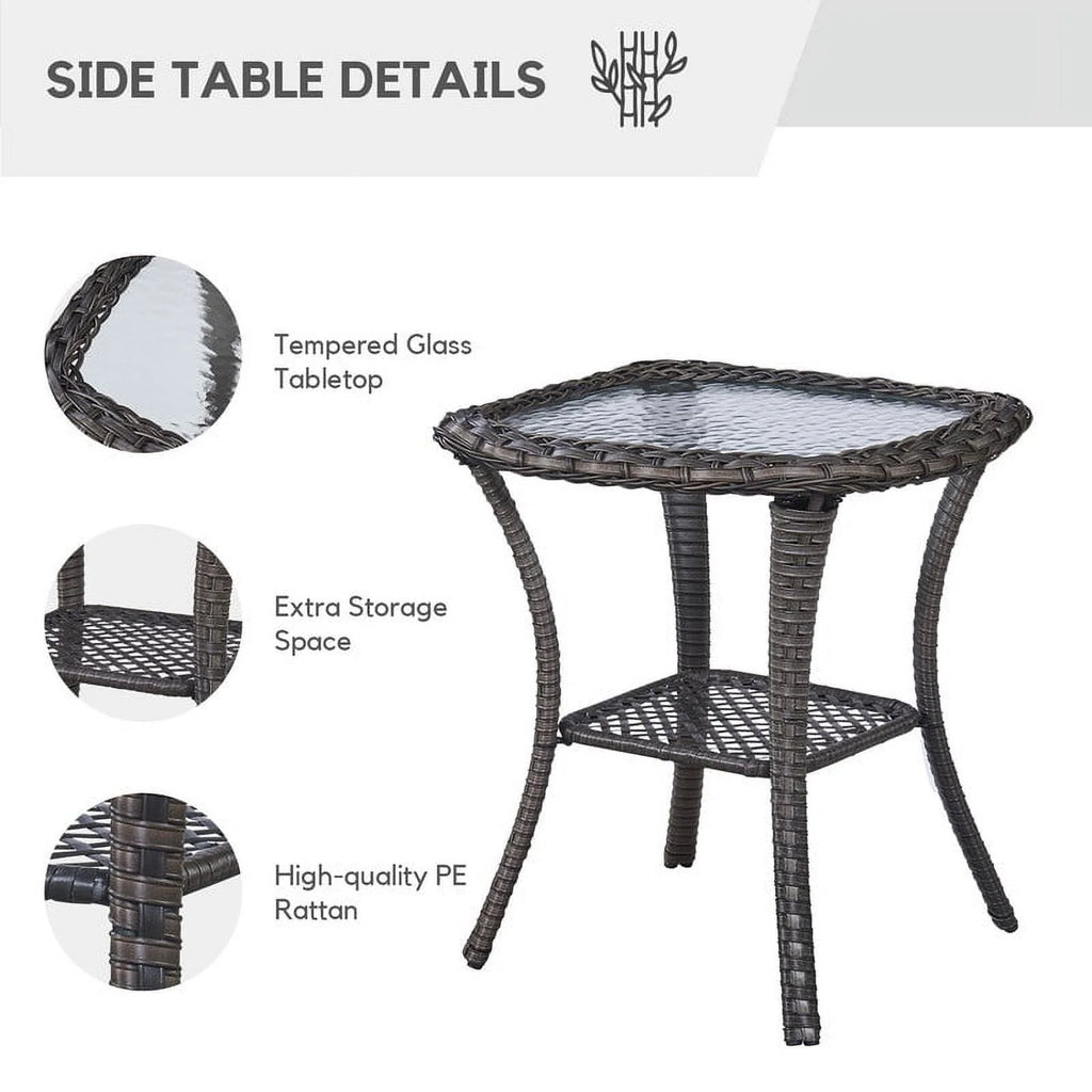 5-Piece Wicker Outdoor Conversation Set with Blue Cushions F39557