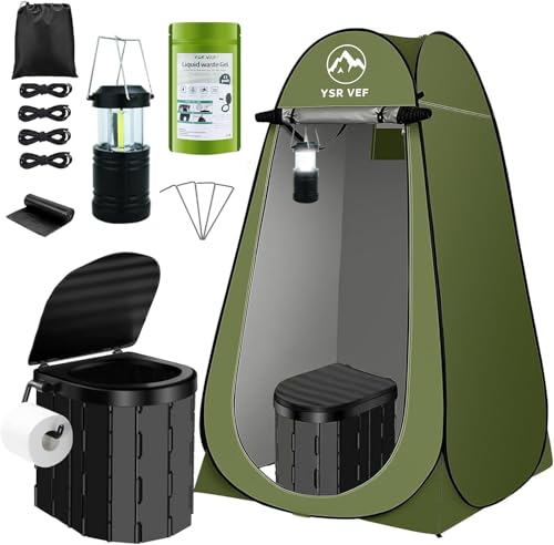 Portable Camping Toilet with Pop-Up Privacy Tent and Toilet Bags Z365