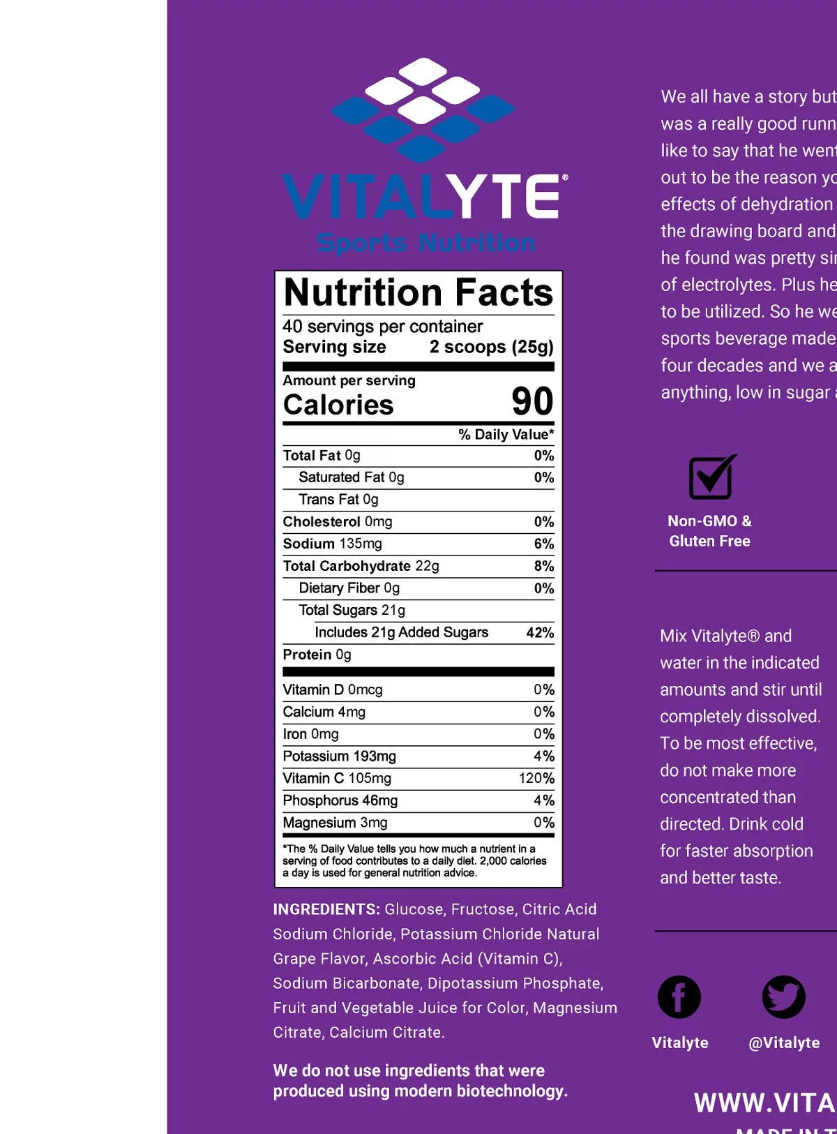 Electrolyte Replacement Powder Drink Mix Grape K45735