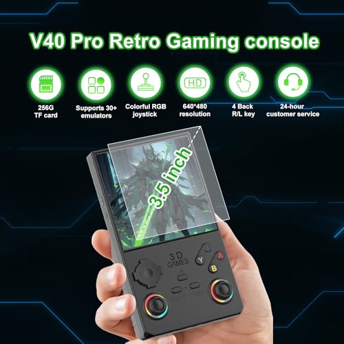 40000 in 1 Handheld Game Console 4.0 inch IPS Screen 4000mAh Portable Pocket Arcade 256G TF Card Transparent Black K695