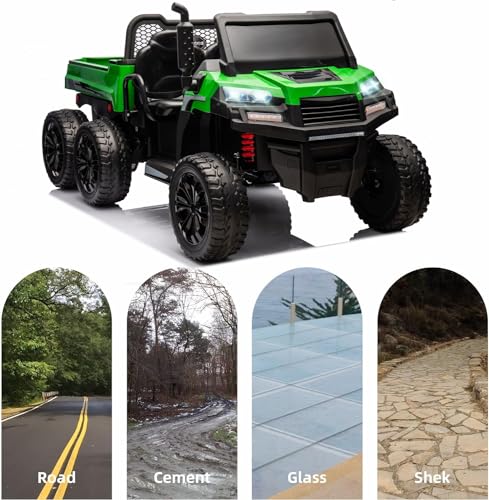 Green 2 Seater 4WD Ride On Car with EVA Tires, Remote Control, Dump Bed G276917