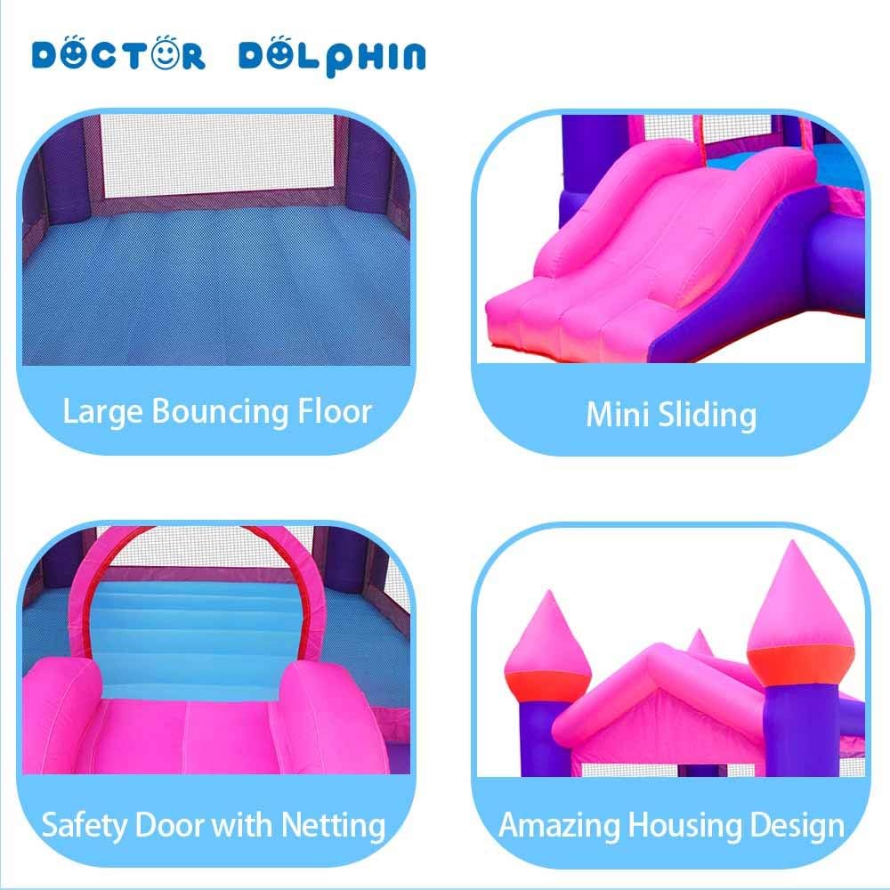 Inflatable Pink Bouncy Castle House with Air Blower Q555526