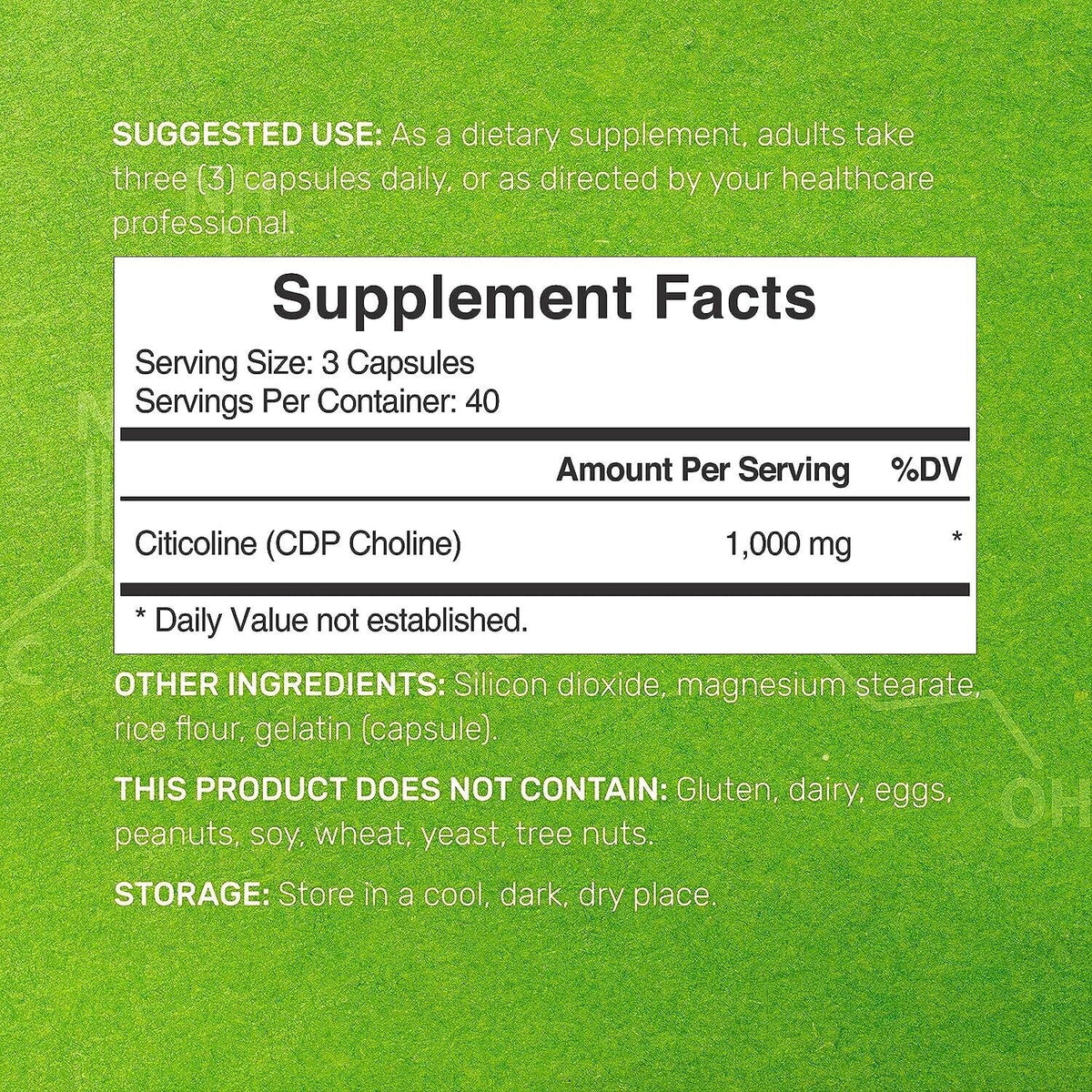 Citicoline CDP Choline 1000mg 120 Caps M4633