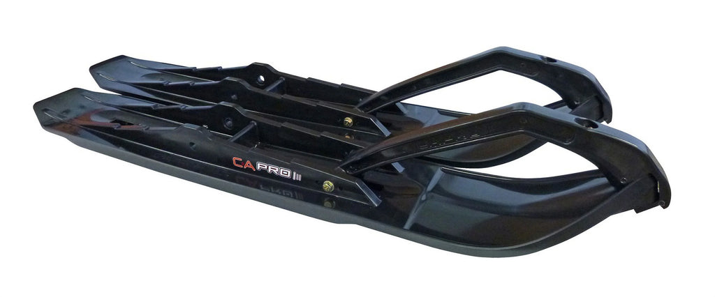 Black XCS Snowmobile Skis with 10" Round Bars Complete Kit D581