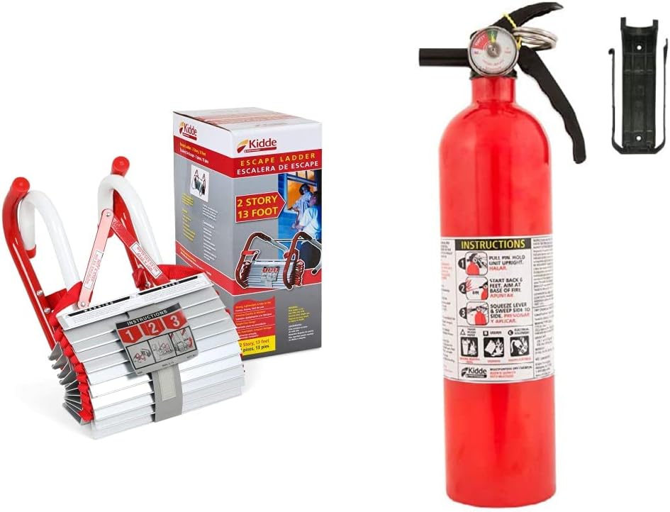 Fire Escape 3-Story Ladder, 25-Foot Anti-Slip Rungs, Rope Ladder Pack of 2 B47823