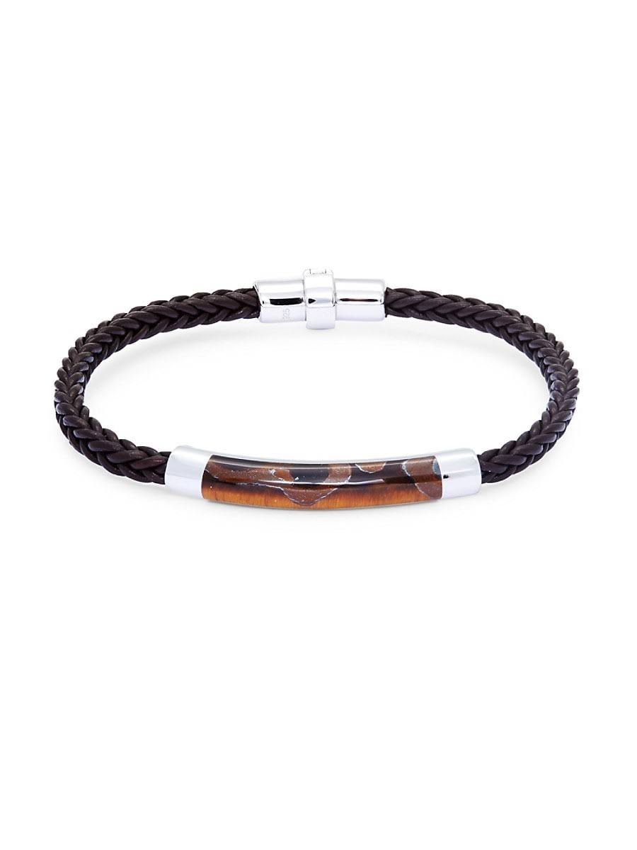 Sterling Silver Leather Braided Bracelet N61522
