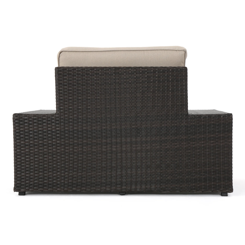 10 Piece Wicker Sofa Set with Cushions, Dark Brown, Beige O81206