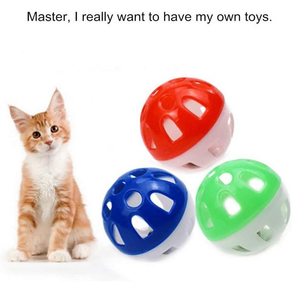 Foam Rainbow Play Balls and Jingle Bell Balls Cat Toys, 12 Pcs V26878