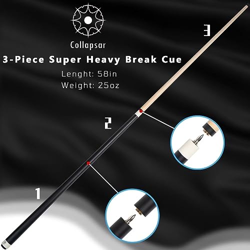 25 oz 3 Piece Pool Cue 14mm Phenolic Tip G2272