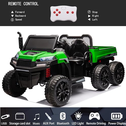 Green 2 Seater 4WD Ride On Car with EVA Tires, Remote Control, Dump Bed G276917