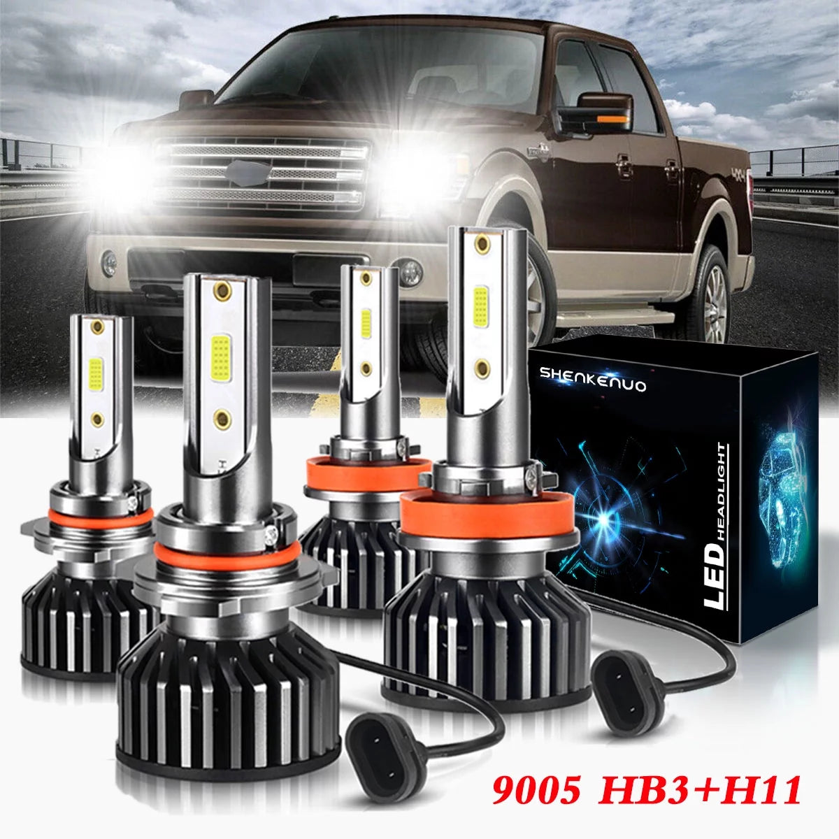 LED Headlight Bulbs, 9005 High Beam and H11 Low Beam, Pack of 4 M52171