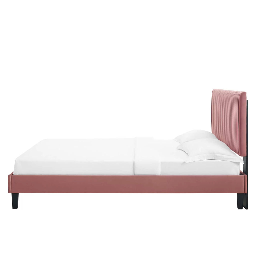 Queen Size Velvet Platform Bed Frame Q904