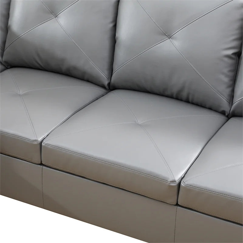 Faux Leather Left Facing Sectional Grey C909