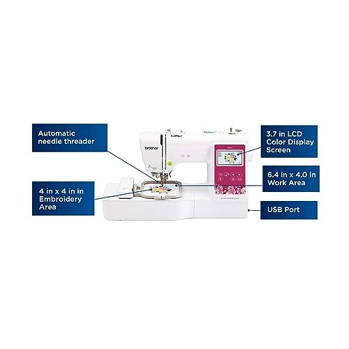3.7-Inch LCD Touch Display Computerized Embroidery Machine with Sewing Bundle D422