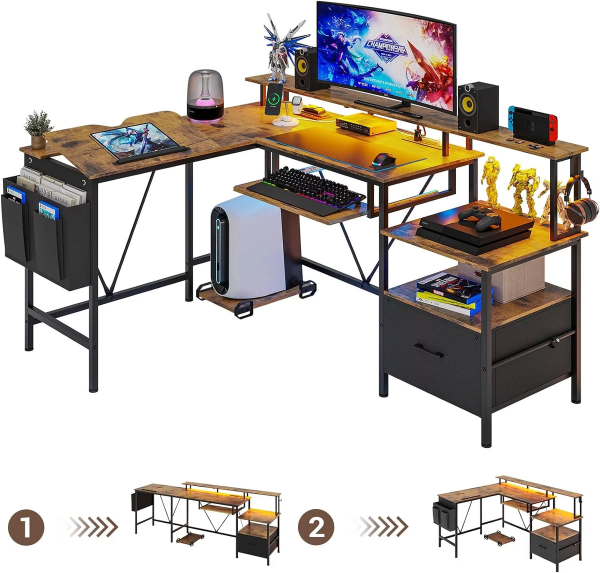 Reversible Corner Office Desk with Storage V63309