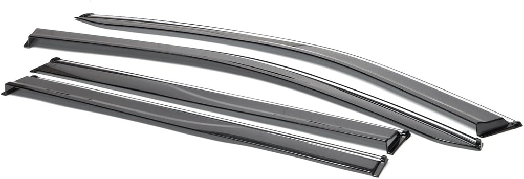 Window Visor Rain Guard Shade 4PC Injection Polycarbonate with Chrome Trim L2258