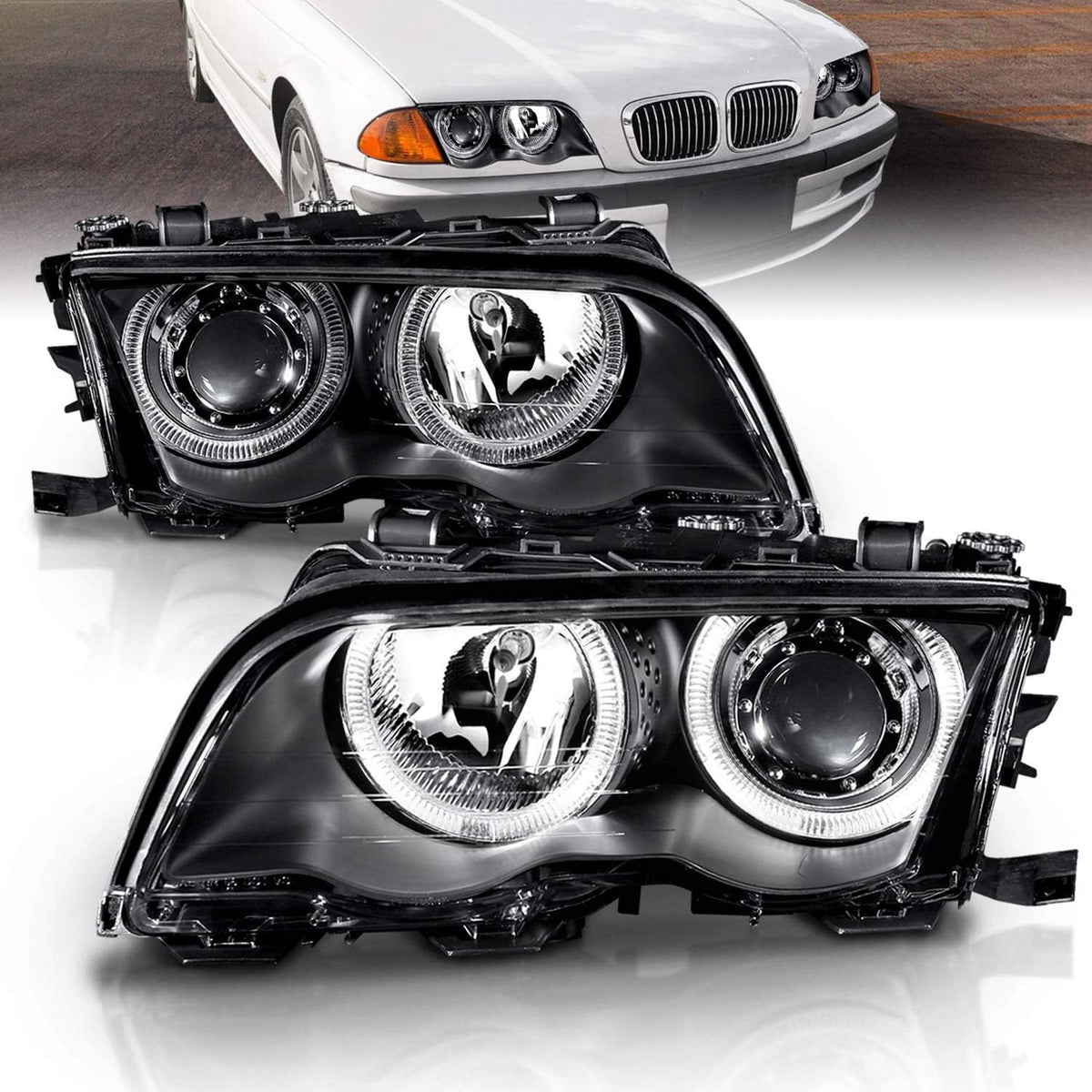 Black Projector Headlights for BMW 3 Series E46 4 Door D4431