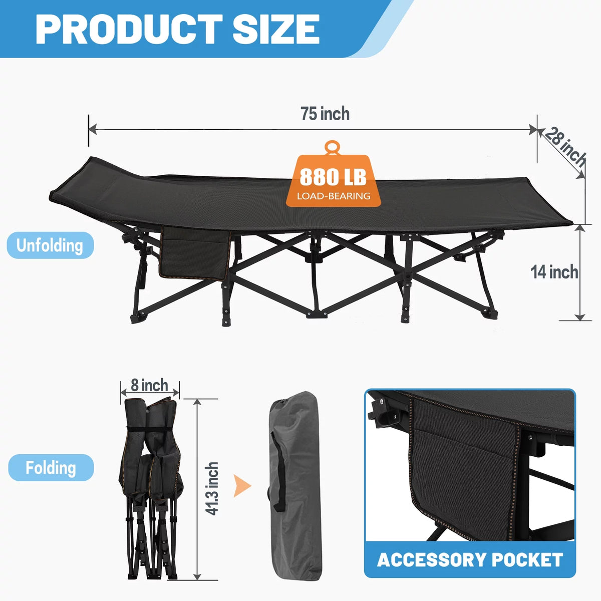 Portable Folding Bed with Mattress and Carry Bag Z87404